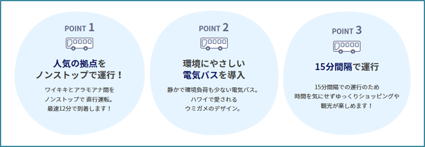 ワイキキ市内で無料で利用できるANA会員専用バスとは？